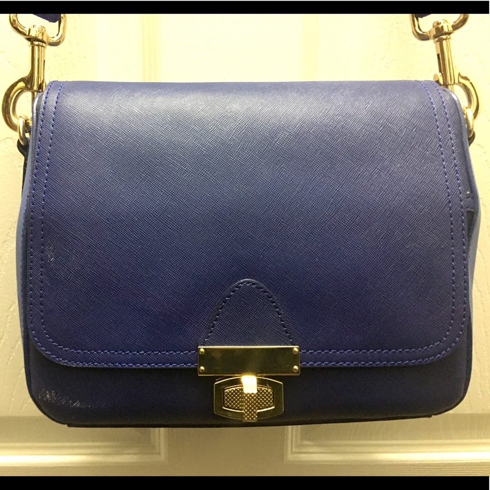 Ann Taylor Blue Leather Shoulder Bag